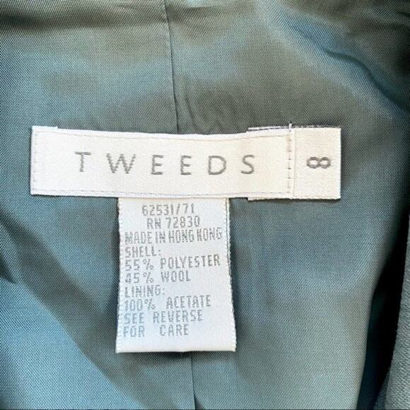 Tweeds Green Wool Blend Tie Belted Blazer Size 8 - Picture 7 of 11